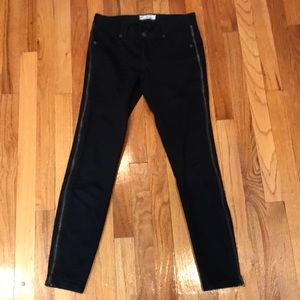 Free people black denim jean with bronze zipper